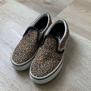 Girls size 13 vans slip ons - animal print